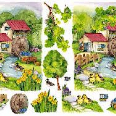 Рисовая бумага для декупажа Renkalik "Мельница в лесу"
